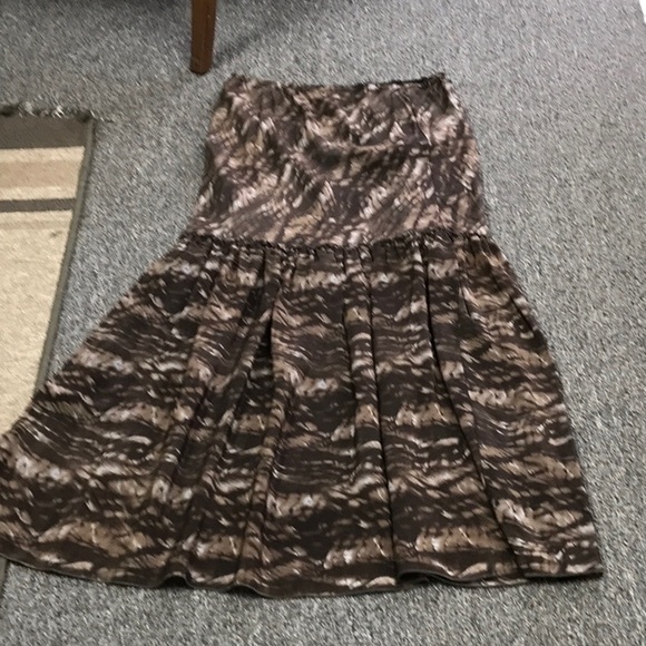 Biya for Johnny Was Black and Brown A-Line Tiered Midi Skirt